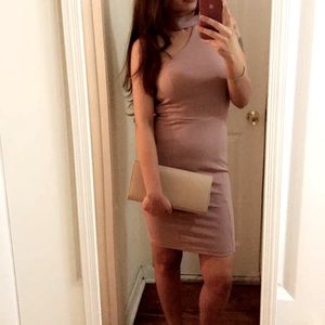 choker neck mini dress